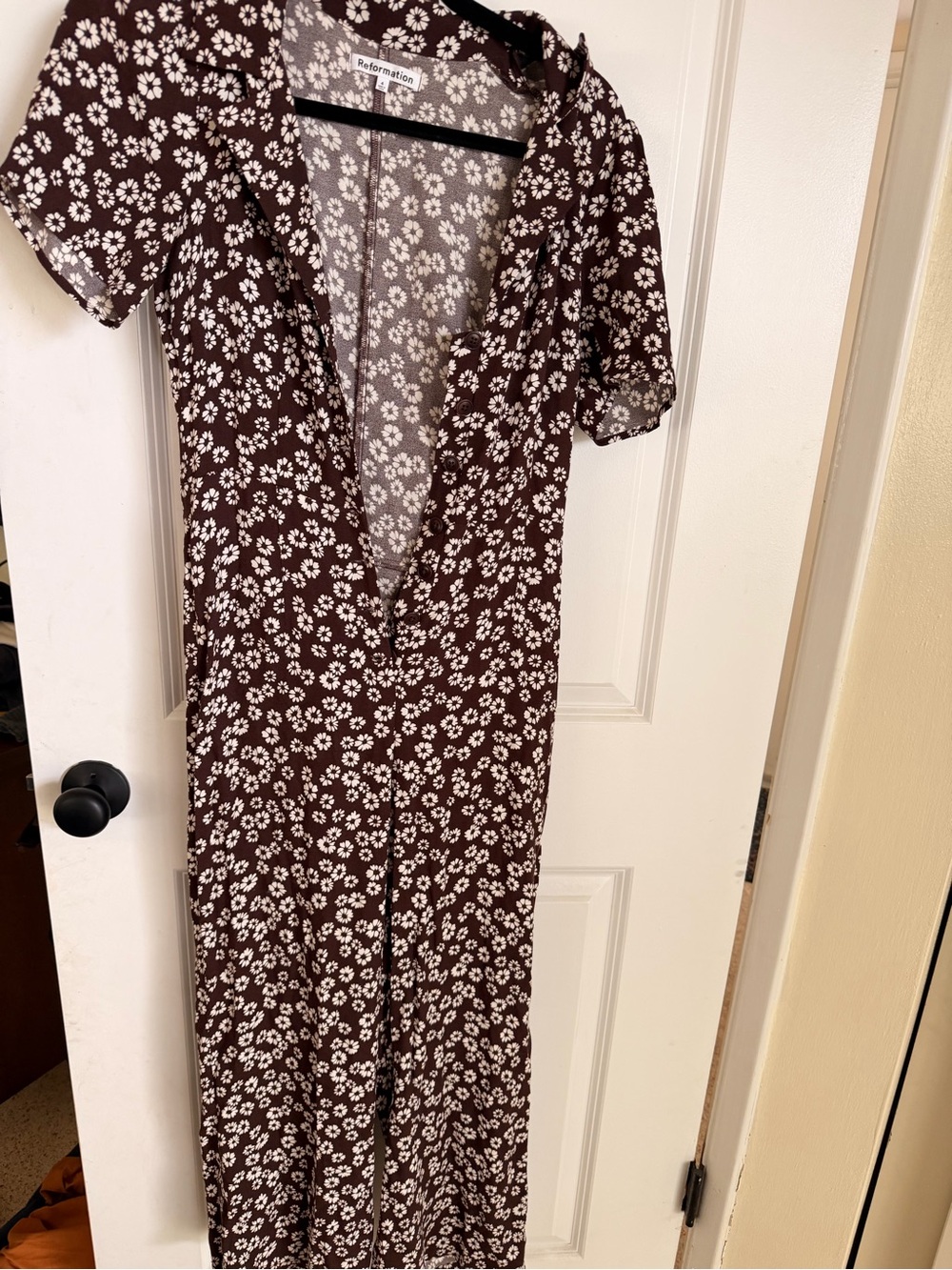 Reformation Brown Floral fall romper